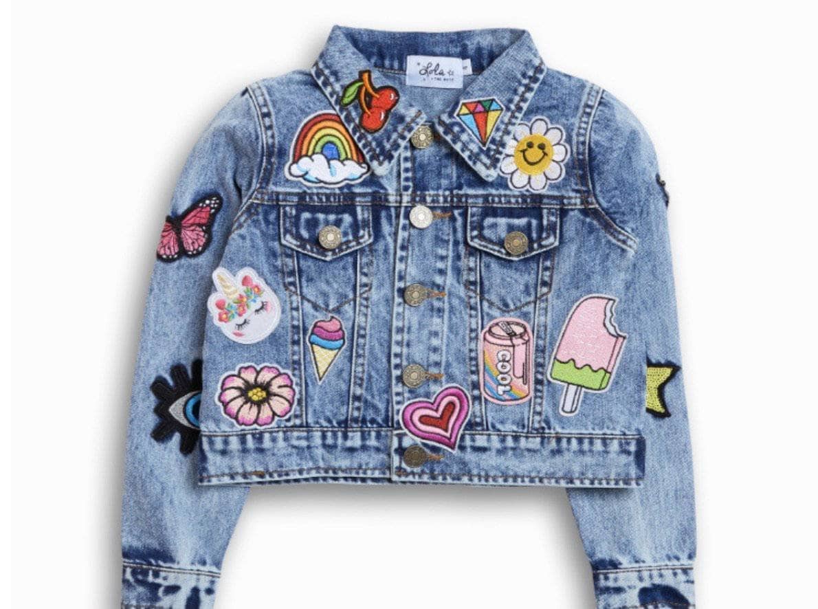 Girl's Lola & The Boys All About The Patch Denim Jacket, Size 6 - Blue